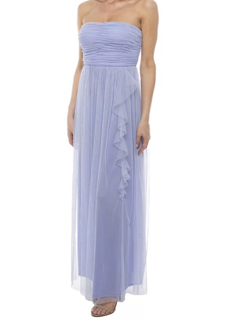 Juniors' Jump Apparel Strapless Tulle Ruffle Gown Dress,Color: Lilac, Size: 1/2